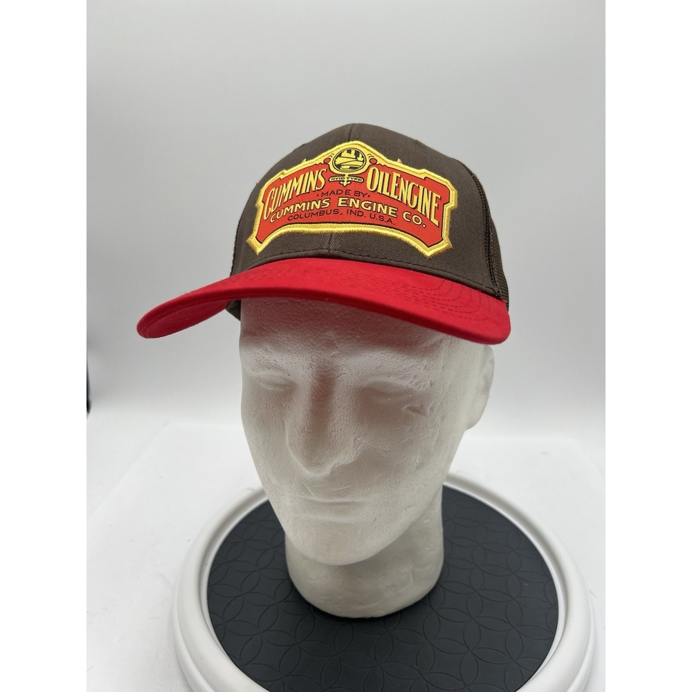 Cummins Oil Engine 1919 Logo Trucker Hat Brown Red Mesh Snapback NWT CMN35186
